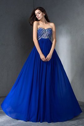 Ärmelloses Prinzessin Perlenbesetztes Anständiges Abendkleid aus Chiffon