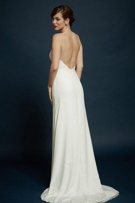 Rückenfreies Elastischer Satin Luxus Brautkleid ohne Ärmeln mit Spaghettiträger