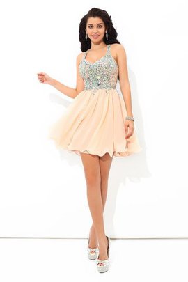 A-Linie Chiffon Spaghetti Träger Prinzessin Mini Cocktailkleid