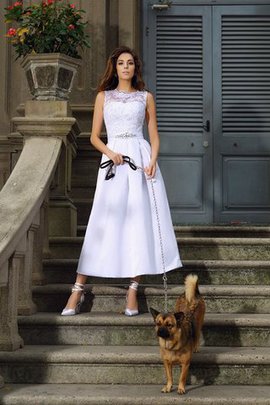 Prinzessin A-Linie Satin Knöchellanges Brautkleid mit Empire Taille