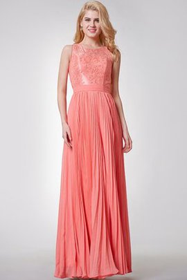 Chiffon Bateau Elegantes Brautjungfernkleid mit Bordüre mit Reißverschluss