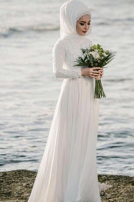 Wunderbar A-Linie Prinzessin Bodenlanges Brautkleid mit Applike mit Langen Ärmeln