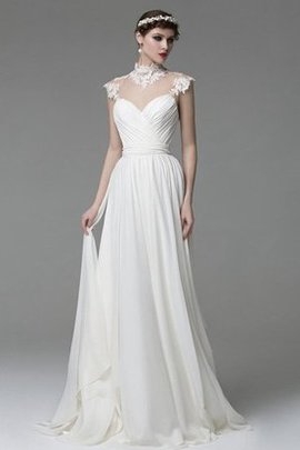 A-Line Seeküste Sweep Zug Brautkleid aus Chiffon mit Gekappten Ärmeln