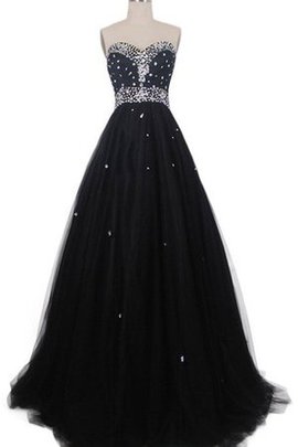 Plissiertes Herz-Ausschnitt Organza Bodenlanges Ballkleid mit Empire Taille