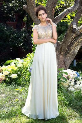 Sweep Train Reißverschluss Empire Taille Chiffon Abendkleid mit kurzen Ärmeln