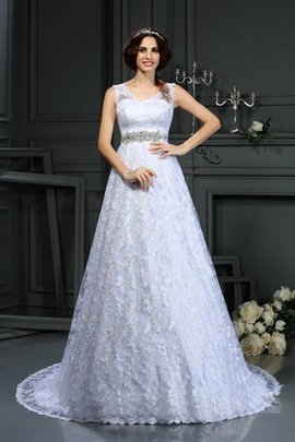 Reißverschluss Satin Normale Taille Prinzessin Brautkleid mit Bordüre