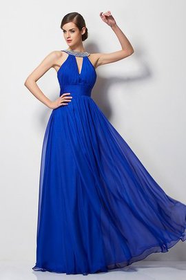 Prinzessin Chiffon Perlenbesetztes Bodenlanges Ballkleid mit Reißverschluss