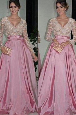 Prinzessin Attraktiv Reißverschluss A-Line Normale Taille Satin Abendkleid mit Bordüre