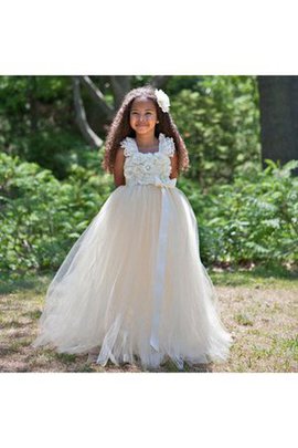 A-Line Duchesse-Linie Blumenmädchenkleid mit Blume mit Bordüre