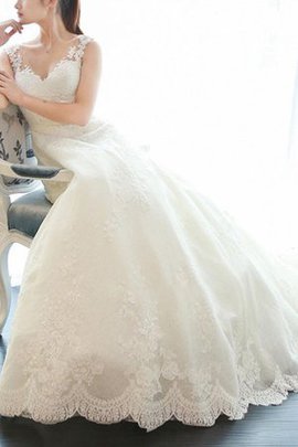 A-Linie Prinzessin Normale Taille Faszinierend Brautkleid mit Applikation mit Bordüre
