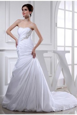 Taft Trägerlos Meerjungfrau Empire Taille Brautkleid ohne Ärmeln