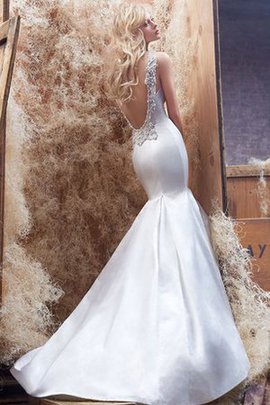 Meerjungfrau Satin Niedrige Taille Brautkleid mit Applikation mit Tiefem V-Ausschnitt