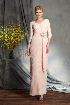 Enges Chiffon V-Ausschnitt Normale Taille Brautmutterkleid mit Reißverschluss