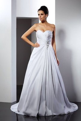 Prinzessin A-Line Anständiges Brautkleid aus Satin mit Rüschen