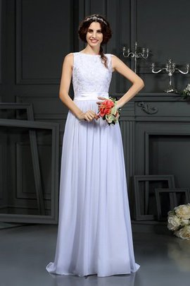 Ärmelloses Schaufel-Ausschnitt Chiffon Sittsames Brautkleid mit Bordüre