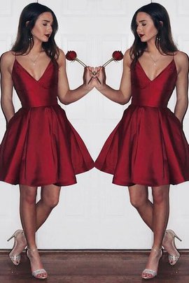 Prinzessin A Linie Mini Abiballkleid mit Natürlicher Taille aus Satin