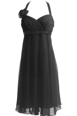 Reißverschluss Chiffon Nackenband Kurzes Cocktailkleid mit Blume