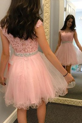 Prinzessin Funkelnd A Linie Natürliche Taile Mini Abiballkleid mit Applike ohne Ärmeln