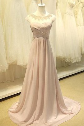 A-Linie Reißverschluss Chiffon Ballkleid mit Natürlicher Taille mit Gekappten Ärmeln