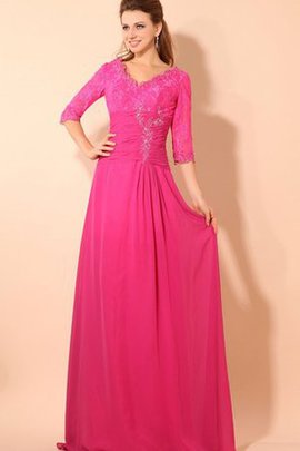 Spitze A-Line Natürliche Taile Chiffon Brautmutterkleid mit V-Ausschnitt