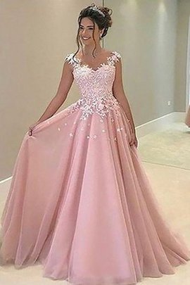 Herz-Ausschnitt Unglaublich Prinzessin A Linie Tüll Ballkleid mit Applike ohne Ärmeln