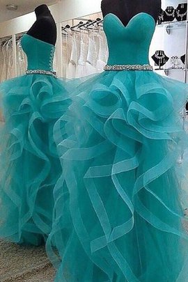 Perlenbesetztes Organza Duchesse-Linie Normale Taille Bodenlanges Ballkleid