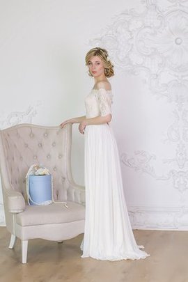 Zeitloses Halbe Ärmeln Sweep Zug Chiffon Brautkleid mit Bordüre