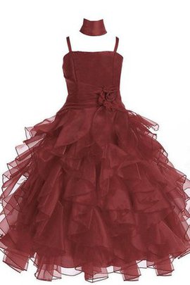 A-Line Empire Taille Reißverschluss Mini Blumenmädchenkleid mit Rüschen