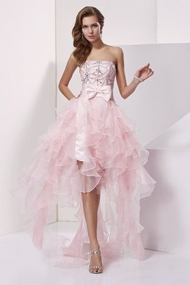 A-Linie Hoch Niedrig Prinzessin Rocklänge-asymmetrisches Abiballkleid aus Organza