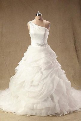 A-Line Organza Ärmellos Brautkleid mit Rüschen mit Bordüre