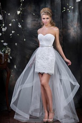 Drapiertes Mini Legeres Brautkleid mit Rücken Schnürung mit Bordüre