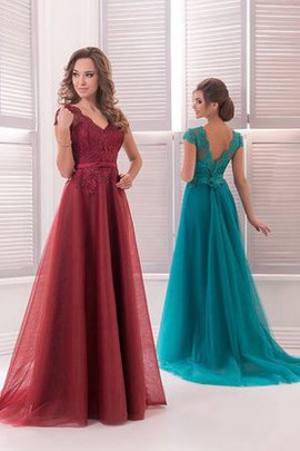 Tüll A Linie Sweep Zug Kurze Ärmeln Normale Taille Ballkleid