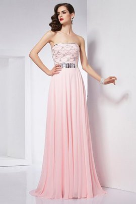 Prinzessin A-Linie Ärmelloses Abendkleid mit Perlen aus Chiffon