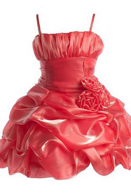 A-Line Spaghetti Träger Satin Reißverschluss Kurzes Blumenmädchenkleid