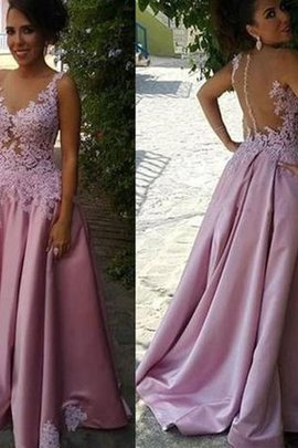 Prinzessin Reißverschluss Natürliche Taile A Linie Herrlich Ballkleid mit Applikation