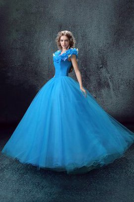 Spitze Ärmelloses Organza Partykleid mit Bordüre aus Tüll