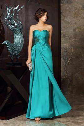 Herz-Ausschnitt Chiffon Bodenlanges Brautmutterkleid mit Applike mit Empire Taille