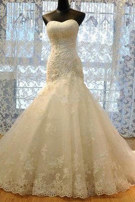 Spitze Organza Anständiges Brautkleid mit Bordüre mit Rüschen