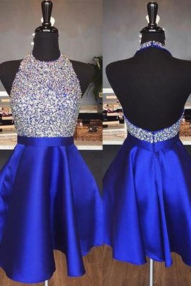 Prinzessin Ärmelloses Ausgezeichnet A-Linie Normale Taille Kurzes Abiballkleid aus Satin