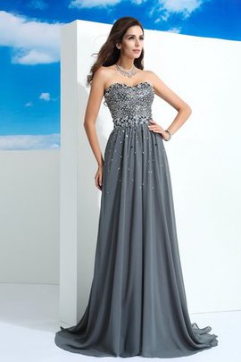 Perlenbesetztes Prinzessin Chiffon Sittsames Ballkleid ohne Ärmeln