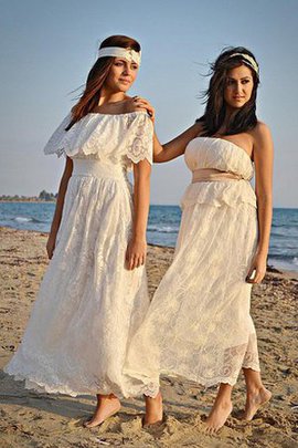 Beach Stil Schulterfreier Ausschnitt Empire Taille Brautkleid mit Gürtel mit Schleife