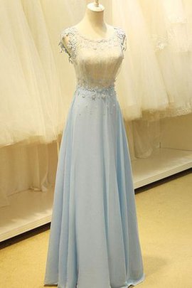 A Linie Schlüsselloch Rücken Chiffon Bodenlanges Ballkleid mit Gekappten Ärmeln