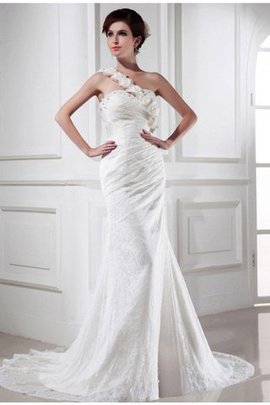Perlenbesetztes Meerjungfrau Stil Empire Taille Ärmellos Brautkleid mit Blume