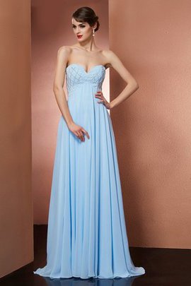 Herz-Ausschnitt Perlenbesetztes Chiffon A-Line Abendkleid mit Empire Taille