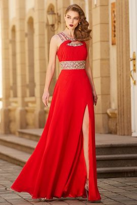 A-Line Prinzessin Normale Taille Reißverschluss Abendkleid mit Schaufel Ausschnitt