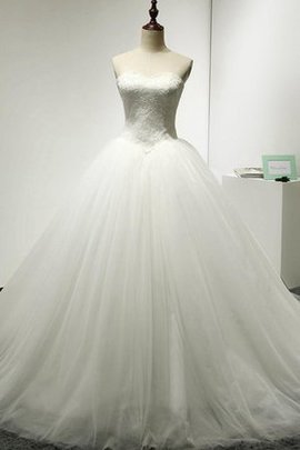 Tüll Trägerloser Ausschnitt Ärmellos Duchesse-Linie Brautkleid mit Rücken Schnürung