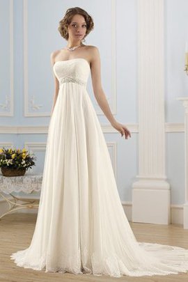 Strand Ärmelloses Empire Taille Brautkleid aus Tüll mit Rücken Schnürung