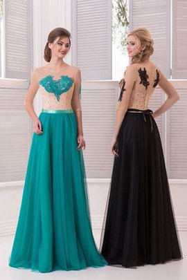 A-Linie Sweep Train Chiffon Halbe Ärmeln Ballkleid mit Kristall