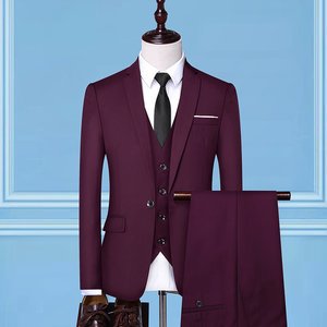 Slim Fit Hochzeit Homme Casual Kostüm Männer Anzug Wein Rot Herren Anzüge Für Hochzeit