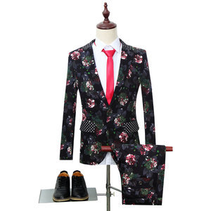 Blazer Hochzeit Anzüge Set 2 Stücke Partei Slim Fit Bräutigam Mode Männer Blume